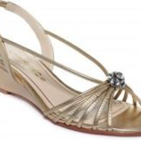 New Caparros gold wedge sandals evening - Picture 4 of 5